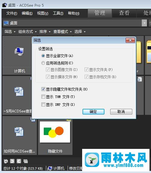 雨林木风win10系统如何使用ACDSee查看系统隐藏文件夹