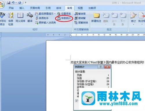 雨林木风xp系统Word字数统计的小技巧