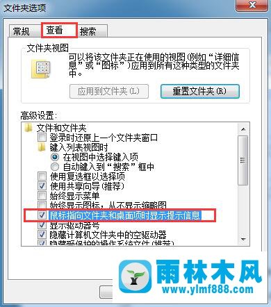 Win7显示或屏蔽鼠标指向文件或桌面项显示提示信息的方法