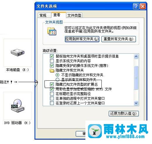 雨林木风xp系统如何显示文件快捷箭头？