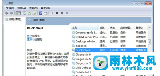 雨林木风win7系统提示本地连接未启用DHCP怎么办