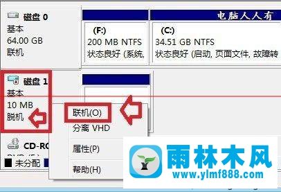 雨林木风XP系统提示磁盘处于脱机状态的解决教程