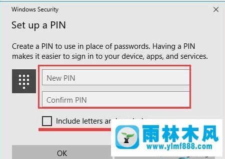雨林木风win10系统给用户账户加入pin码的方法教程