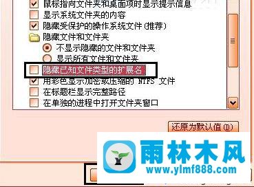 雨林木风xp系统显示文件扩展名的方法教程